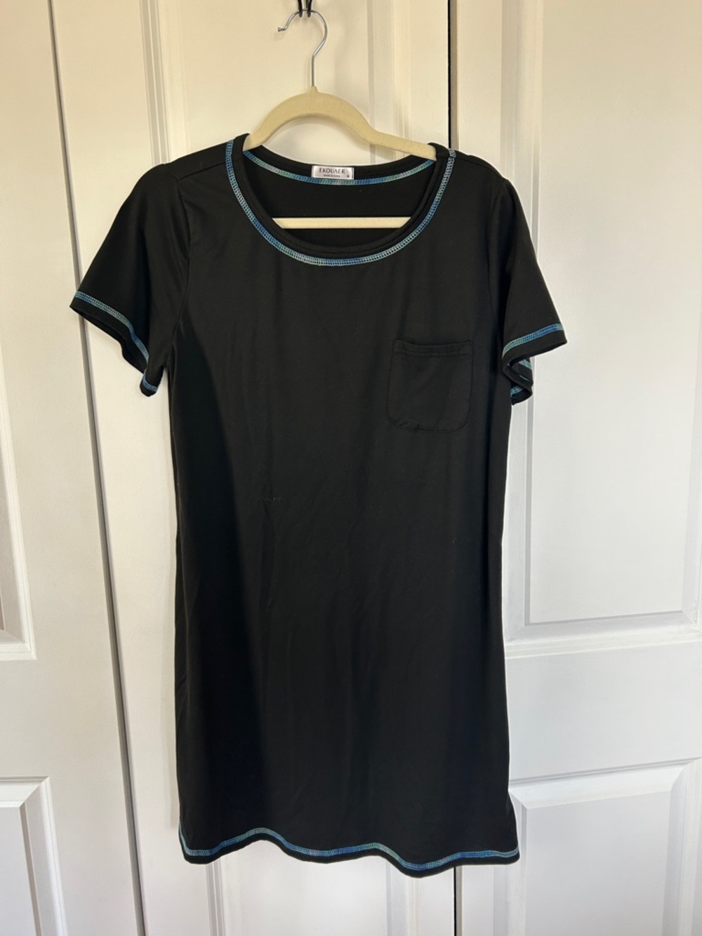 2 pack Short Sleeve Long Dress with Contrast Stitching